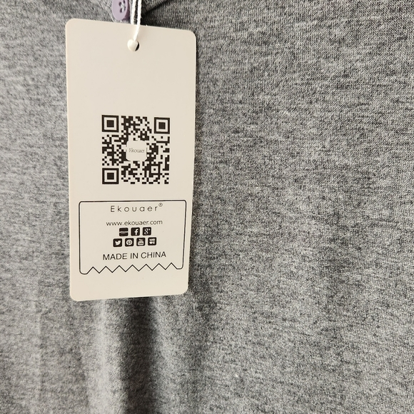 EKOUAER Men's Color Block Gray Raglan Comfort Nightshirt Sleepshirt Loungewear - Picture 7 of 12